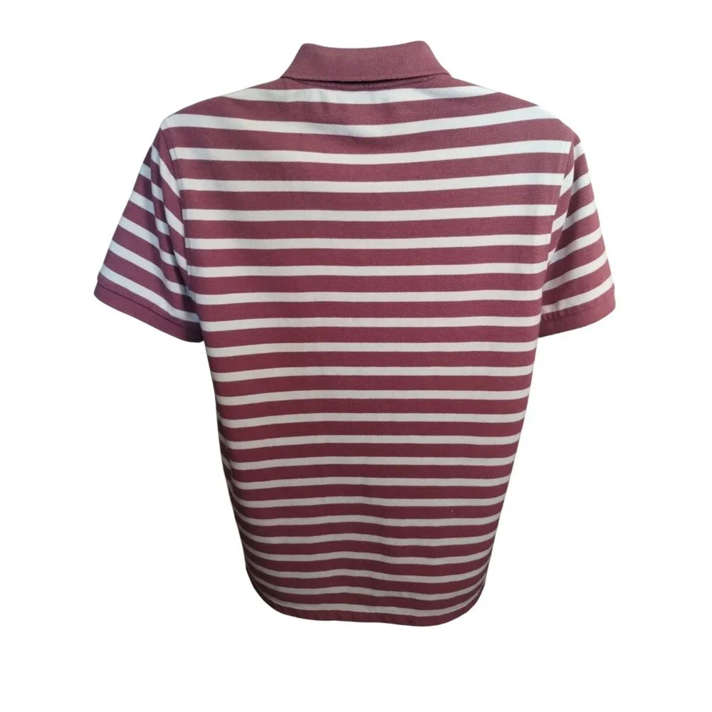 J Crew Men’s Polo Shirt Short Sleeve Striped Red White Collared Large
